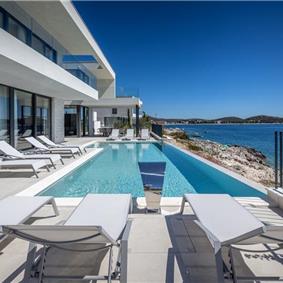 3 x 5 bedroom seafront villa with heated infinity pool near Rogoznica, sleeps 10